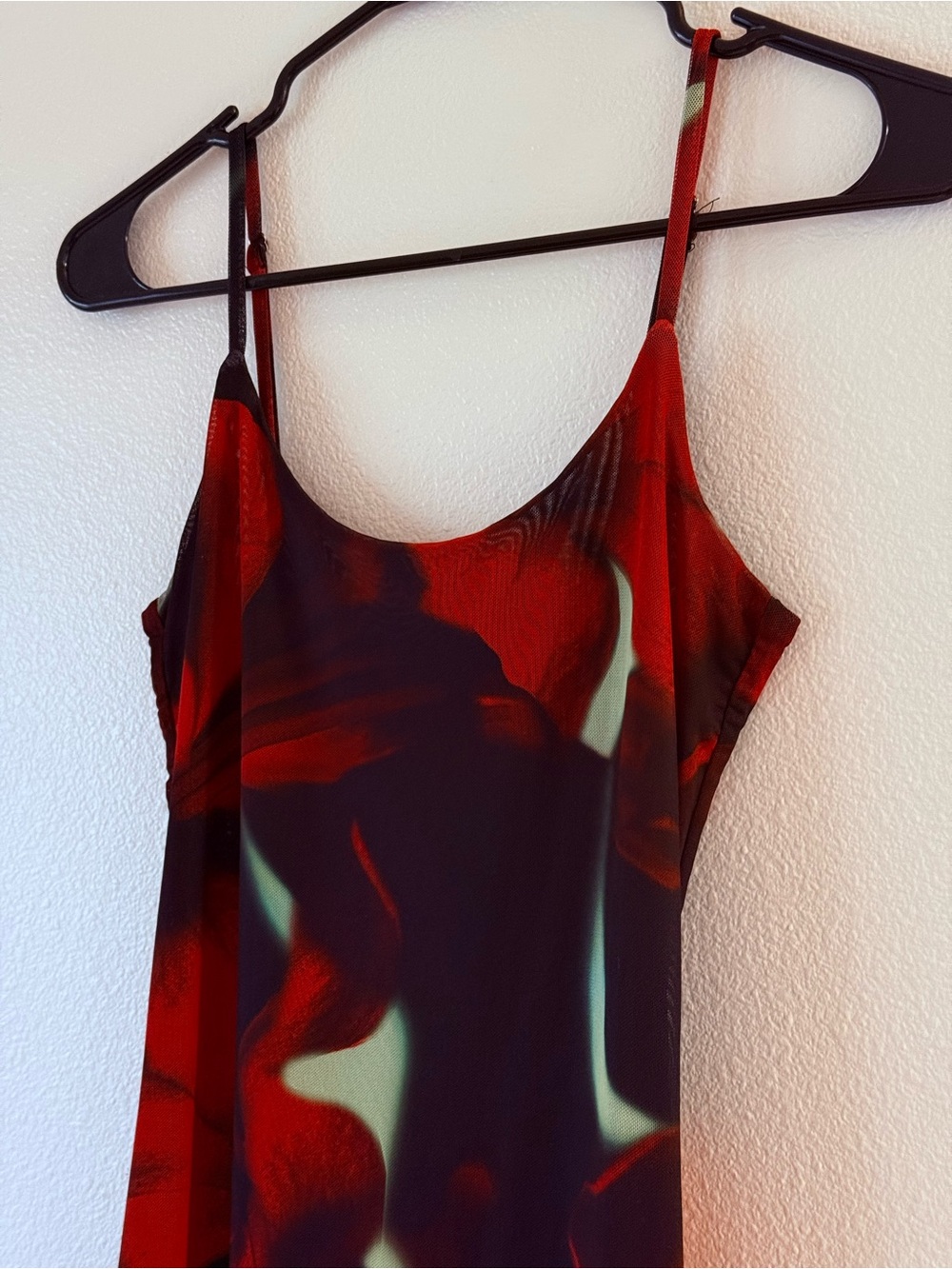 Red Floral Print Spaghetti Strap Women's Dress